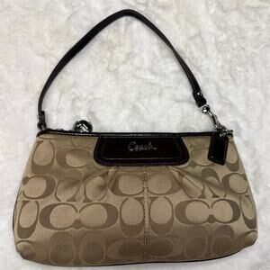 COACH y2k Brown Signature Canvas Wristlet Mini Purse